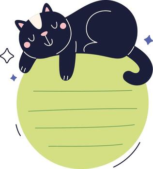 Notebook Sheet With Cat Hand Drawn vector