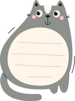 Notebook Sheet With Cat Drawn vector