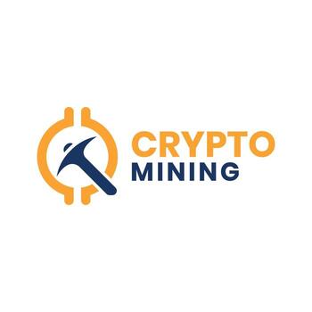 Crypto mining logo design modern minimal bitcoin cryptography technology miner concept vector