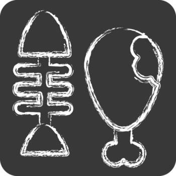 icono carne y huesos. relacionado a residuos clasificación símbolo. tiza estilo. diseño editable vector