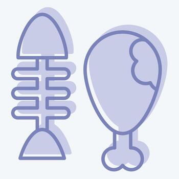 icono carne y huesos. relacionado a residuos clasificación símbolo. dos tono estilo. diseño editable vector