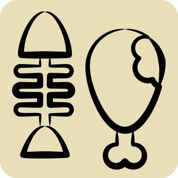 icono carne y huesos. relacionado a residuos clasificación símbolo. mano dibujado estilo. diseño editable vector