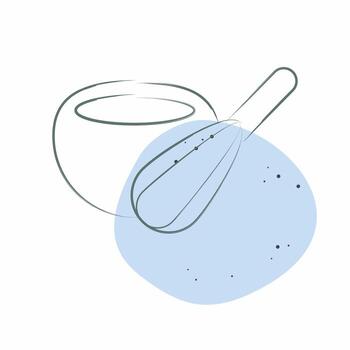 Icon Mixing Bowl With Whisk. related to Kitchen Utensils symbol. Color Spot Style. design editable vector