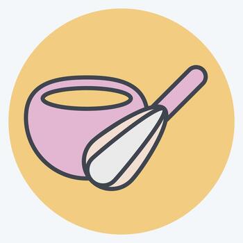 Icon Mixing Bowl With Whisk. related to Kitchen Utensils symbol. color mate style. design editable vector