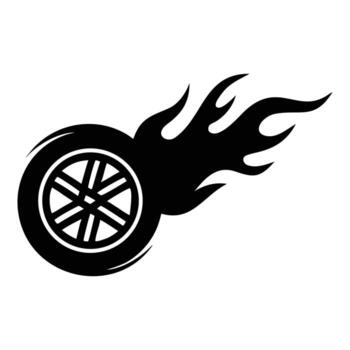 Flaming Tire Speed Race Icon Graphic Element vector