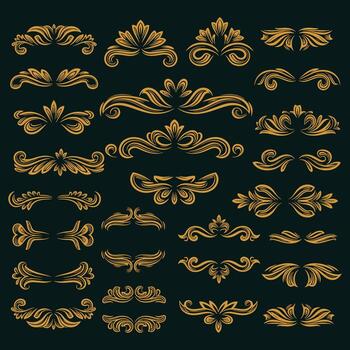 Gilded Gold Borders and Elements Set vector