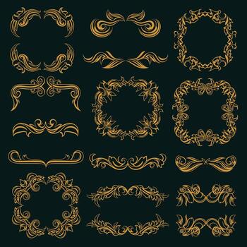 volutas oro marcos conjunto vector