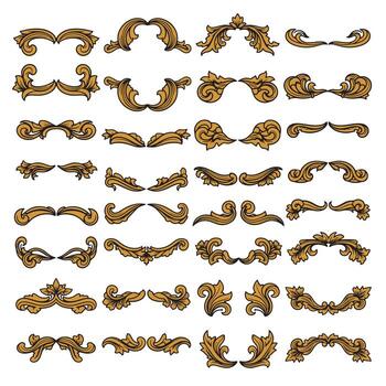 intrincado oro marcos y elementos colección vector