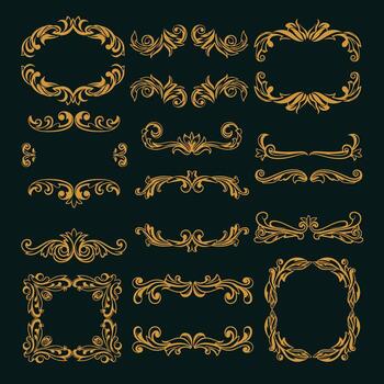 intrincado oro marcos y elementos vector