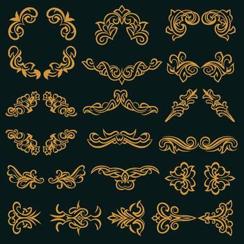 Delicate Gold Frames and Elements Set vector