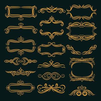 Rococo Gold Frames and Borders Element vector