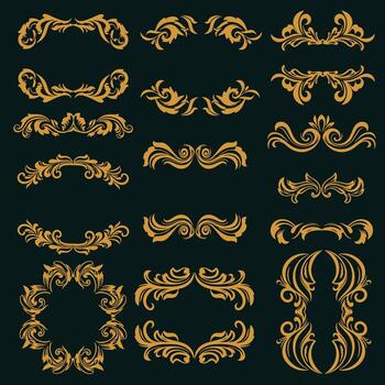 Rococo Gold Frames and Borders Element Pack vector