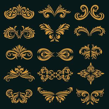 sencillo dorado marcos y fronteras elemento colección vector