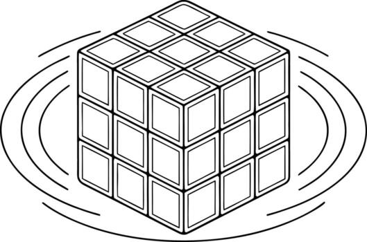 Lifelike rubiks cube drawing with sharp edges High quality rubiks cube design for game themes vector