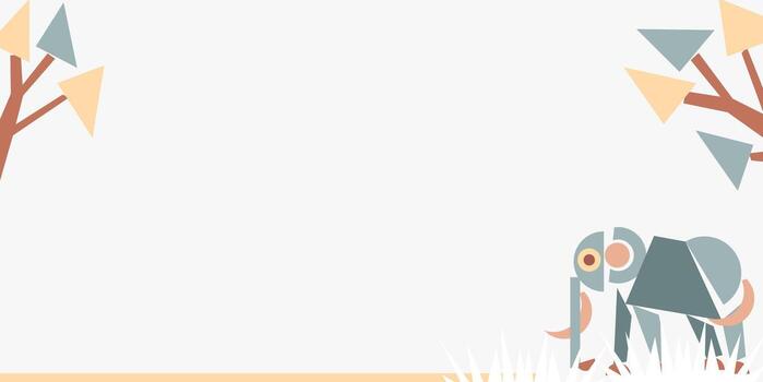 elephant day celebration background with cubism elephant animal and plants and with negative area for text. Cute elephant animal geometry. Event of World elephant day vector