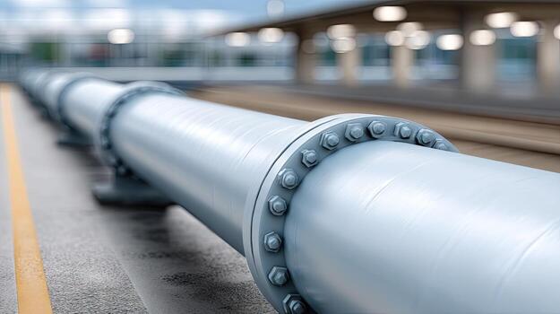 A long line of pipes on a platform photo