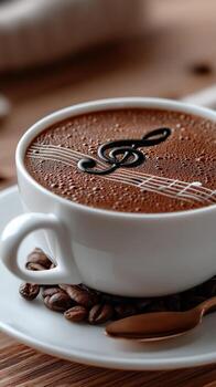 Coffee with music notes photo