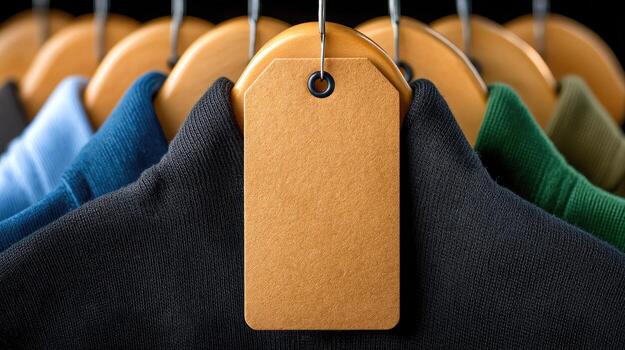 A hanger with several shirts hanging on it photo