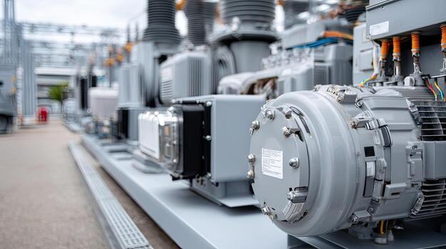 A close up of a large electrical generator photo