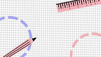 skapande geometrisk former på rutnät papper använder sig av linjaler och pennor för konst och design öva video
