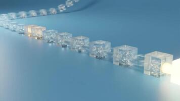 cristal cubo cadena representando unicidad en blockchain tecnología video
