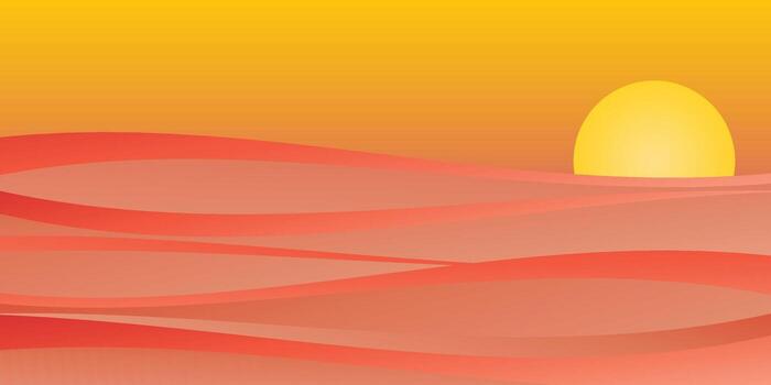 background with gradient sand waves pattern, sky and sun in warm tones. vector