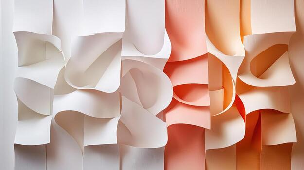 esculpido papel Arte vitrinas sutil color variaciones y intrincado geométrico formas en en capas preparativos foto