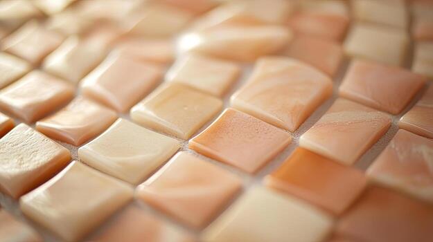 Textured, soft orange square tiles beautifully arranged create an attractive abstract pattern background photo