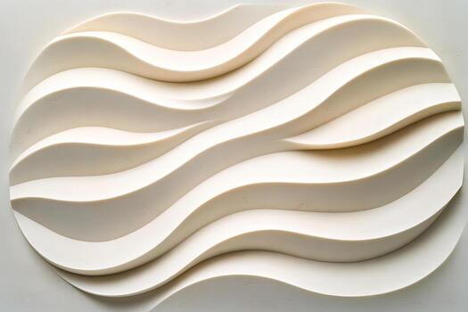 A white circular relief features three dimensional wavy surfaces, creating a textural abstract pattern photo