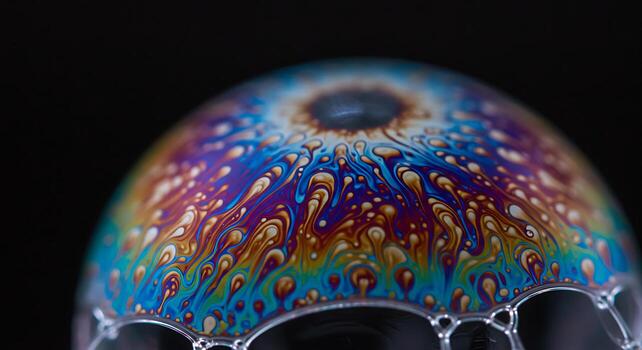 Iridescent Soap Bubble Surface with Abstract Patterns. photo