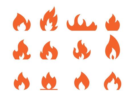 fuego íconos colocar. símbolos presentando fuego, hoguera, chimenea, vela, encendedor, antorcha, Chispa - chispear, fumar, y la seguridad señales. ideal para aplicaciones, web, ui, infografía, y impresión vector