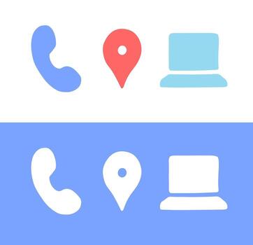 teléfono mapa alfiler computadora sitio web íconos vector