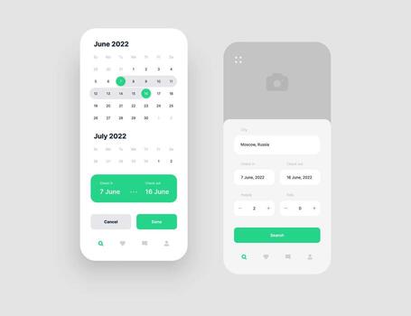 Mobile app interface design for rent apartment. Use design for web application or mobile app. vector