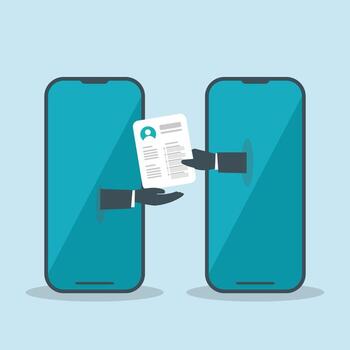 Send and receive online job applications. Looking for job. Stock Illustration vector