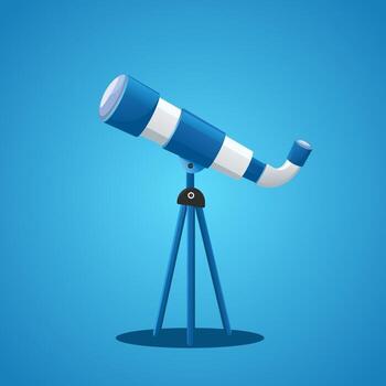 Blue telescope used to view outer space vector