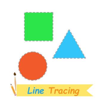 Trace and follow the lines into square, circle, and triangle shapes vector