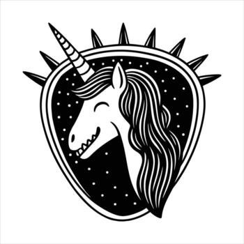 A unicorn tooth with a rainbow mane and sparkly vector