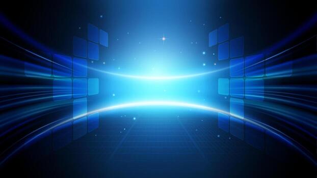 Abstract Blue light rays and glowing background, futuristic speed line, technology and space. vector