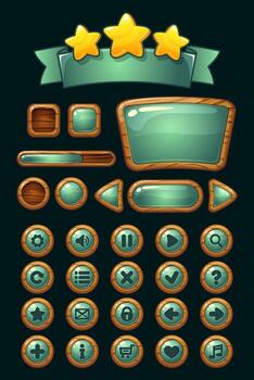 gui de madera botones con lustroso efectos juego elementos vector