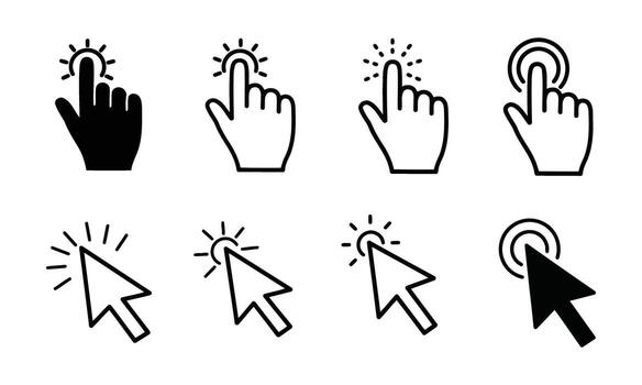 Click here icons for website or app design and development user interface vector