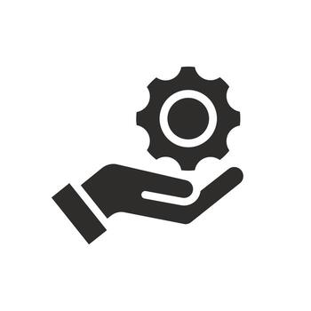 setting or install update icon, industry development system, gear in hand, flat illustration vector