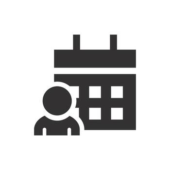 choose date icon, man with calendar, schedule manager, time management, flat vector