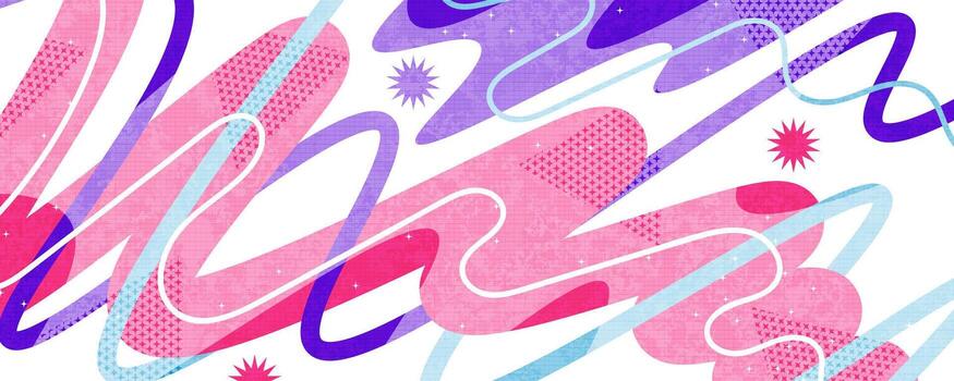 Abstract Background with Colorful Wave Shapes in Pop Art Style vector