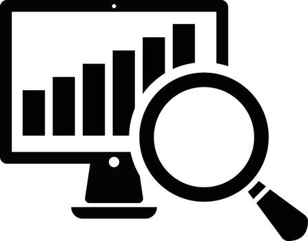 online monitoring report icon. Search data analysis monitoring sign. development icons collection. Magnifying Glass symbol, vector