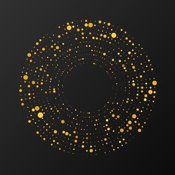 Abstract gold glowing halftone dotted background. Gold glitter pattern in circle form. Modern circle halftone dots. illustration vector