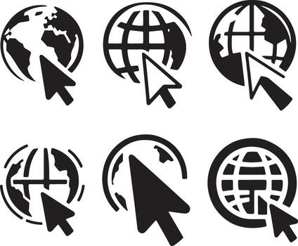 global Internet conexión íconos conjunto silueta. vector