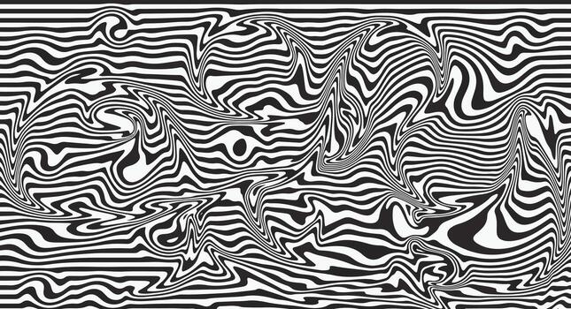 resumen negro y blanco deformado raya modelo con distorsionado formas vector