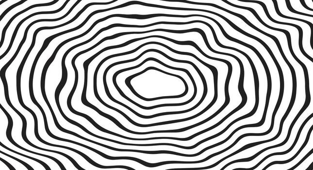 Concentric ripples of black and white abstract pattern vector