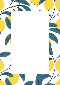 Rectangular decorative lemon frame or border for invitations and menus vector