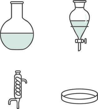 Advanced lab apparatus round bottom flask separatory funnel condenser and ring vector